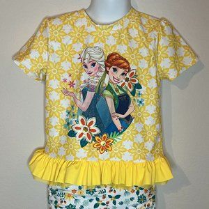 Disney Store Anna and Elsa Frozen Fever Rash Guard 2 Piece Swimsuit for Girls